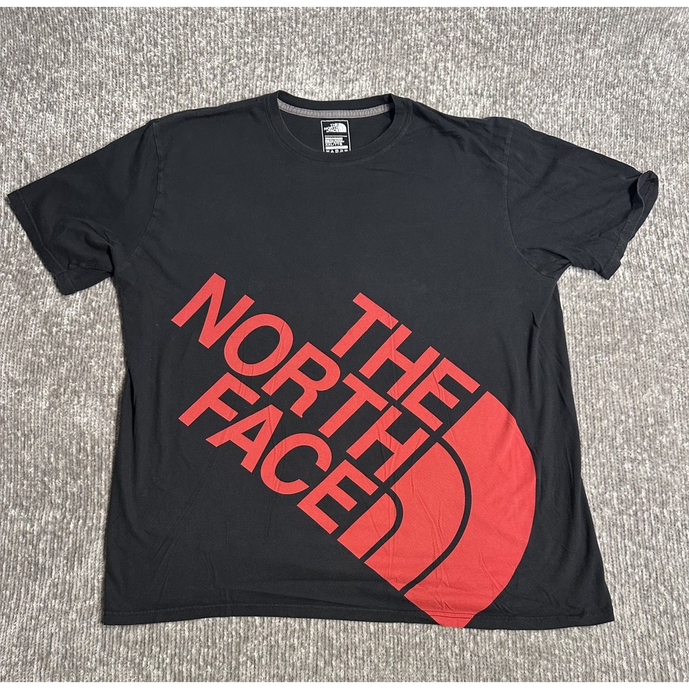 The North Face T Shirt Mens XXL Black Red Big Logo Graphic 2016 Classic Fit